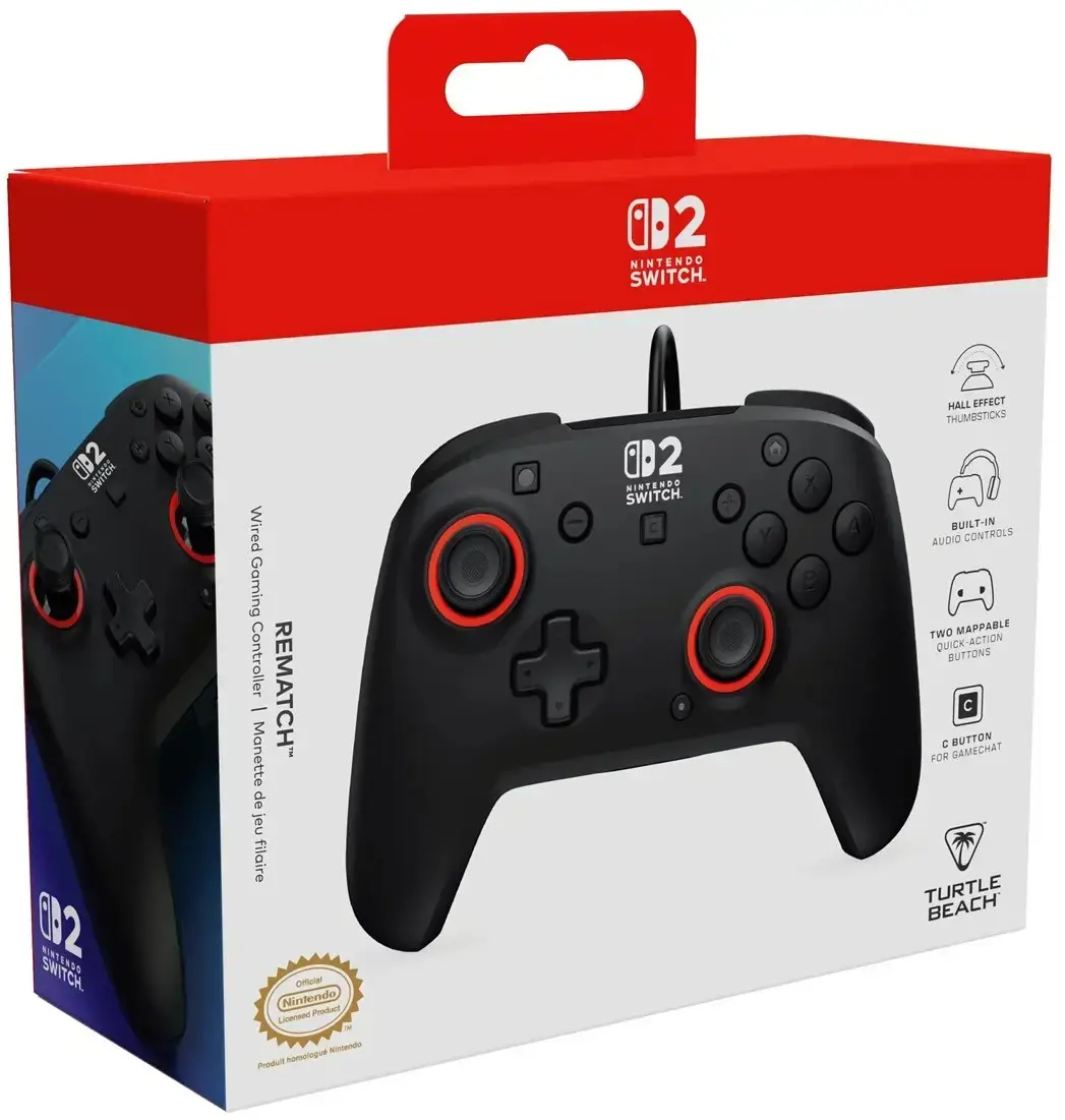 Turtle Beach wired controller Rematch Nintendo Switch 2, black