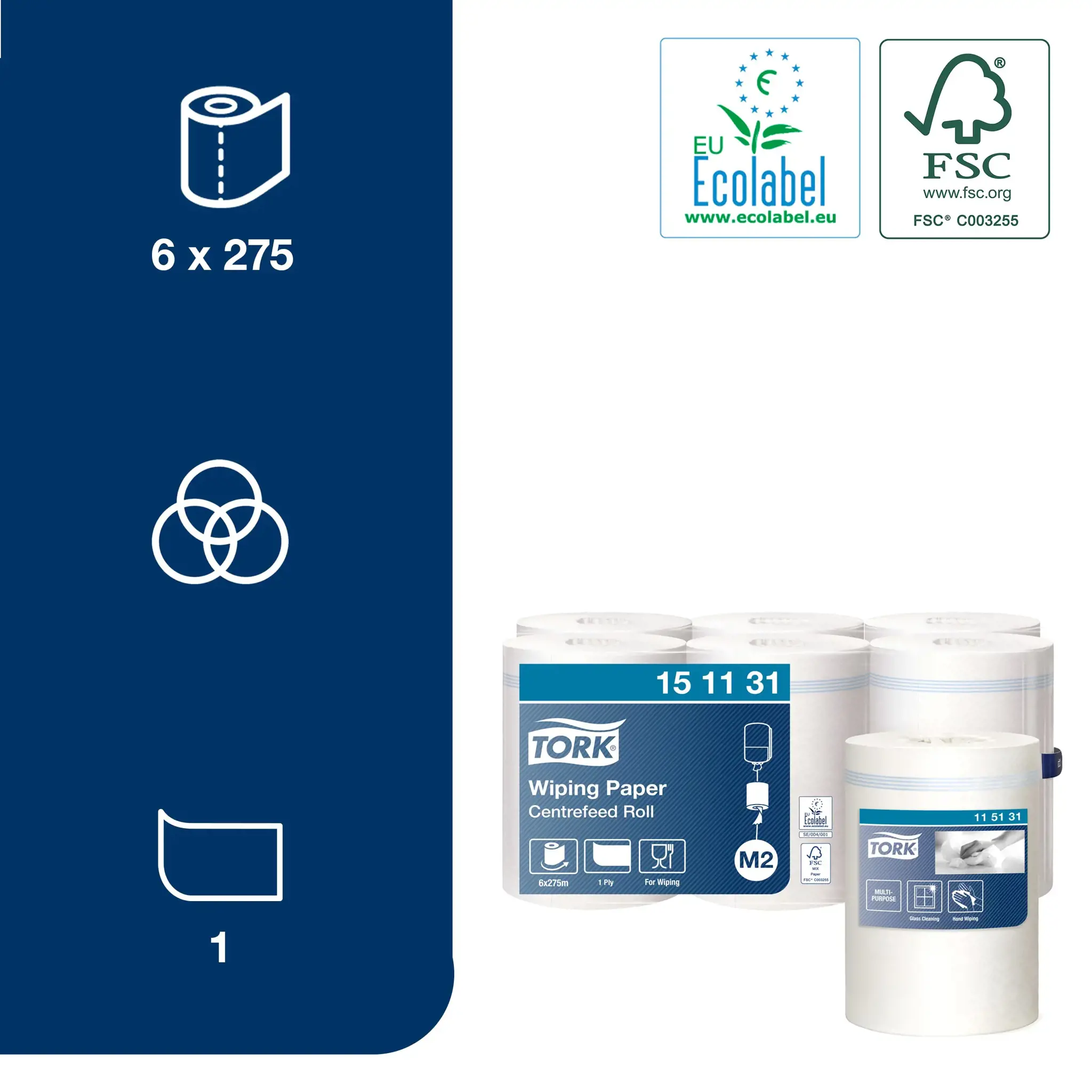 Popieriniai rankšluosčiai TORK ADVANCED M2,151131, 1sl., 21.5 cm x 275 m, balta sp.