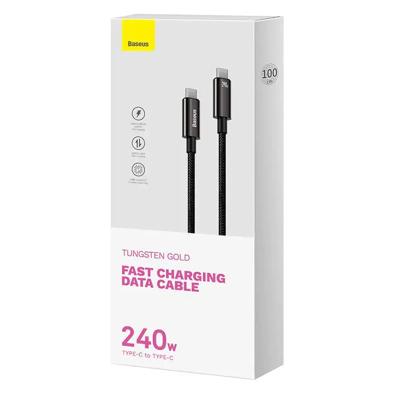 Baseus CAWJ040001 Tungsten Gold Fast Charging Data Cable USB-C - USB-C 240W 1m Black