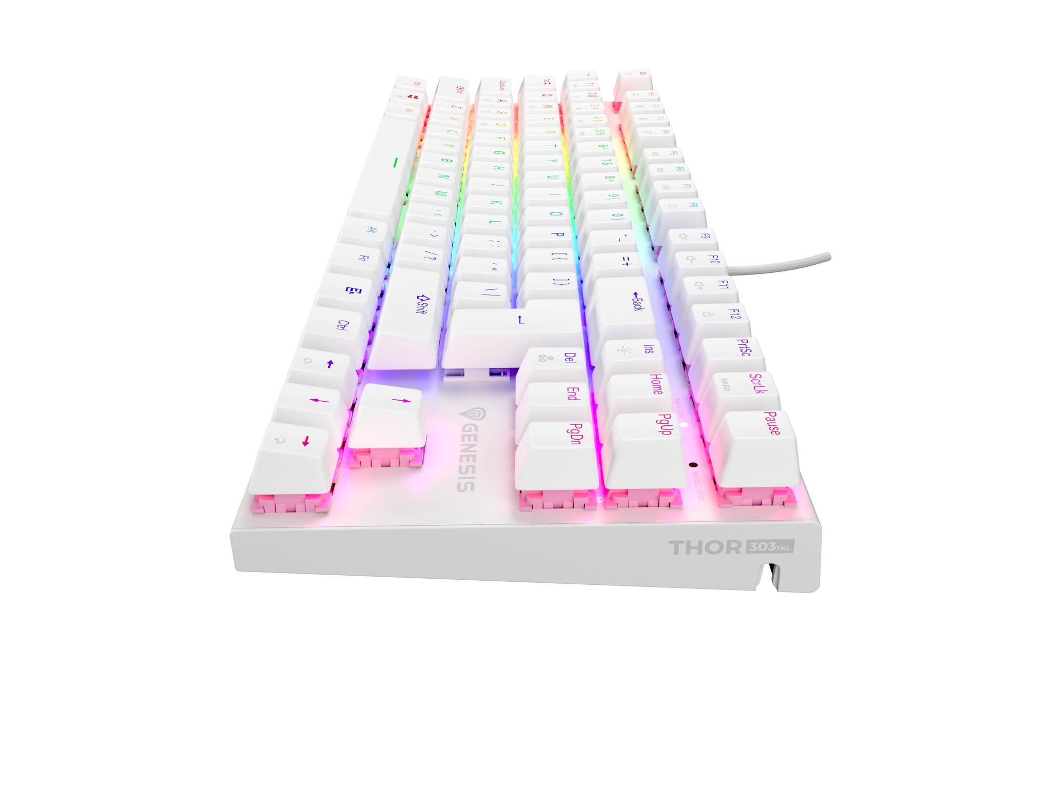 Genesis | THOR 303 | Mechanical Gaming Keyboard | Wired | US | Outemu Peach Silent | White