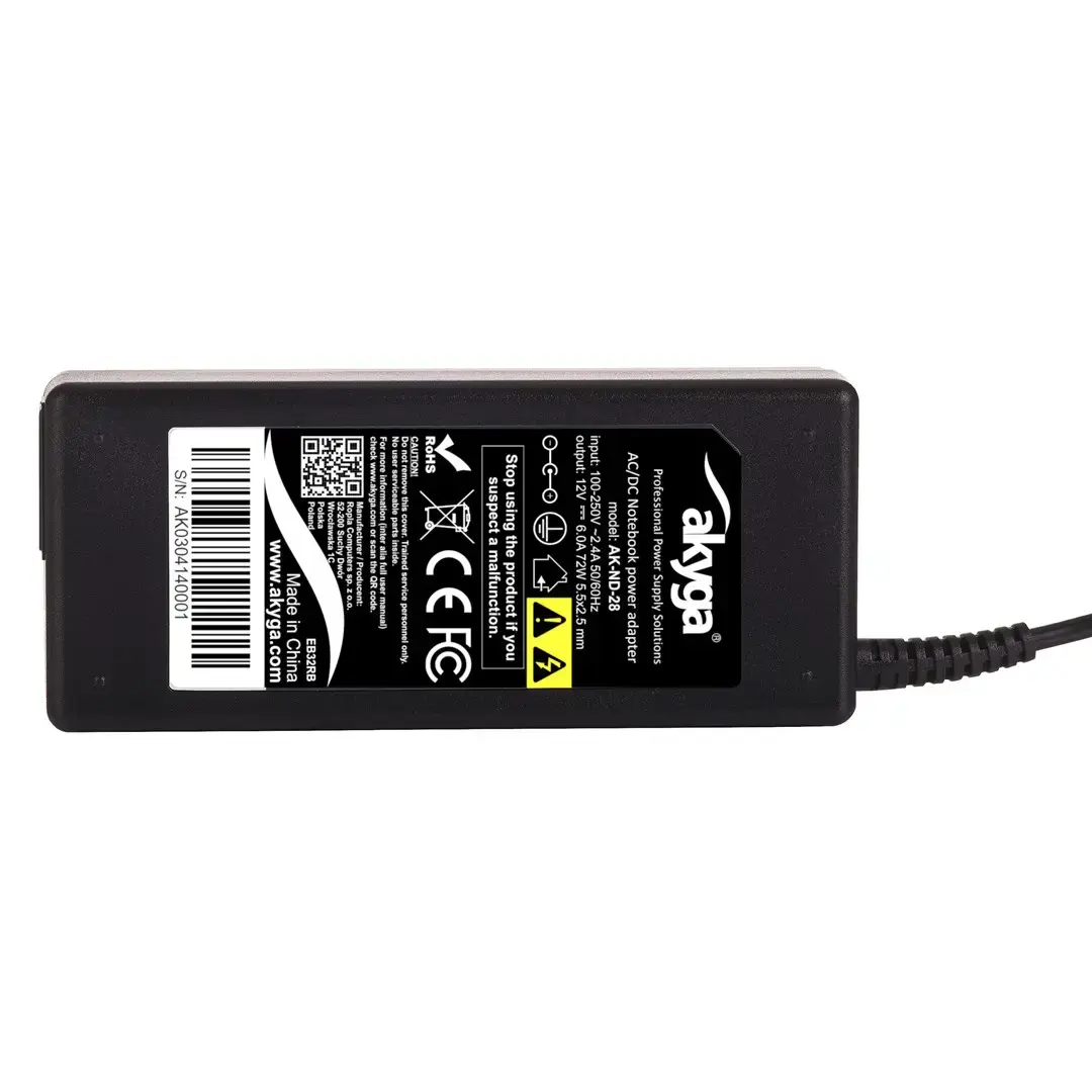 AKYGA AK-ND-28 nešiojamojo kompiuterio maitinimo adapteris AK-ND-28 12V/6.0A 72W 5.5x2.5 mm ACER/ITX/LED