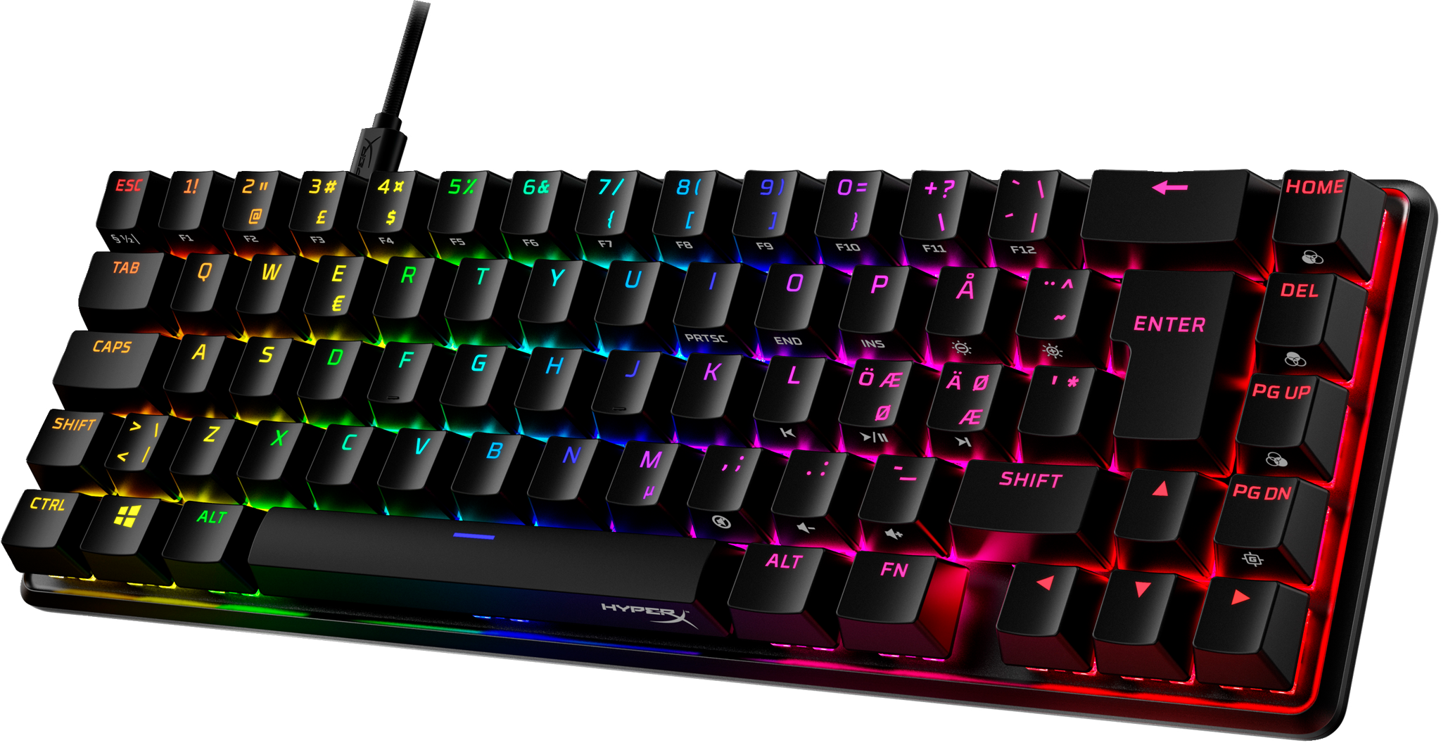 HyperX Alloy Origins 65 - Mechanical Gaming Keyboard - HX Red (NO Layout), 65%, Wired, USB, Mechanical, RGB LED, Black