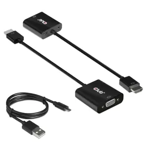 CLUB3D CAC-1302, 0.5 m, HDMI Type A (Standard), VGA (D-Sub), Male, Female, Black