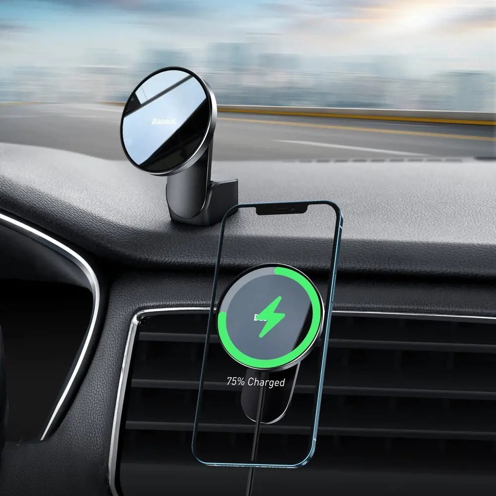 Baseus Big Energy car mount with wireless charger 15W for Iphone 12 (Black)