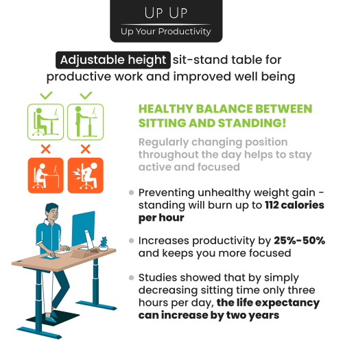 Reguliuojamo aukščio stalas Up Up Loki Baltas