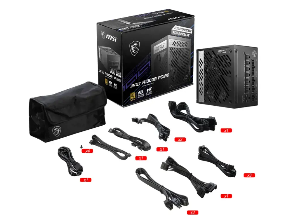 Maitinimo blokas MSI MPG A1000G PCIE5, 1000 W, 80 PLUS Gold