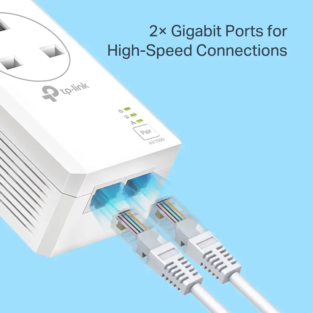 TP-Link TL-PA7027P KIT, 1000 Mbps, IEEE 1901, IEEE 802.3, IEEE 802.3u, G tipo, Gigabit Ethernet, 10,100,1000 Mbps, HomePlug AV2
