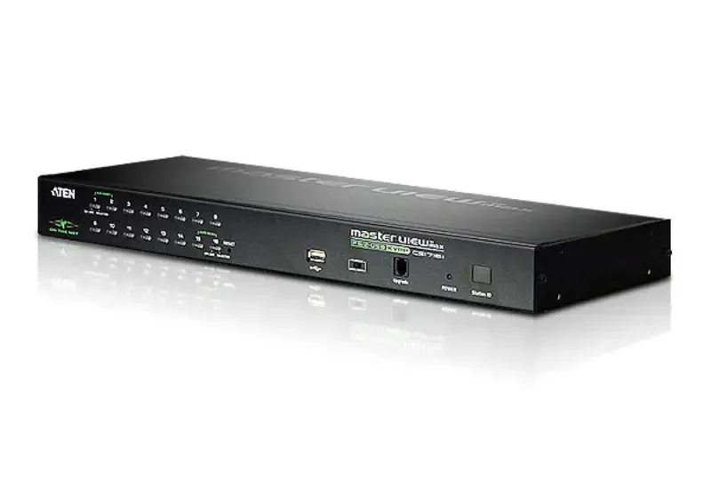 ATEN 16-Port USB - PS/2 VGA KVM Over IP Switch with USB Peripheral port, 2048 x 1536 pixels, Ethernet LAN, QXGA, Rack mounting, 11 W, 1U