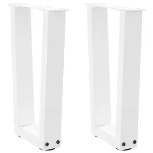Kavos staliuko kojelės, V formos, 2 vnt., baltos, 38x(42-43,3) cm, plienas