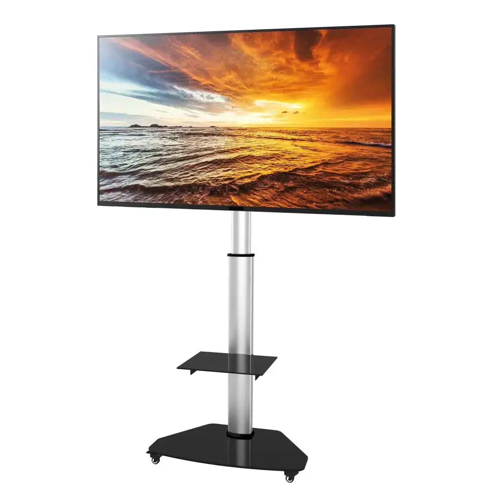 "Techly" grindų stovas su lentynomis, vežimėlis LCD/LED/Plazma TV 37-70", sidabrinis, 40 kg, 94 cm (37"), 177,8 cm (70"), 200 x 400 mm, 600 x 400 mm, 1370 - 1900 mm