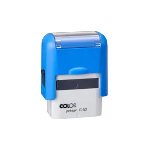 Antspaudas COLOP Printer C10, baltas/skaidrus korpusas, mėlyna pagalvėlė