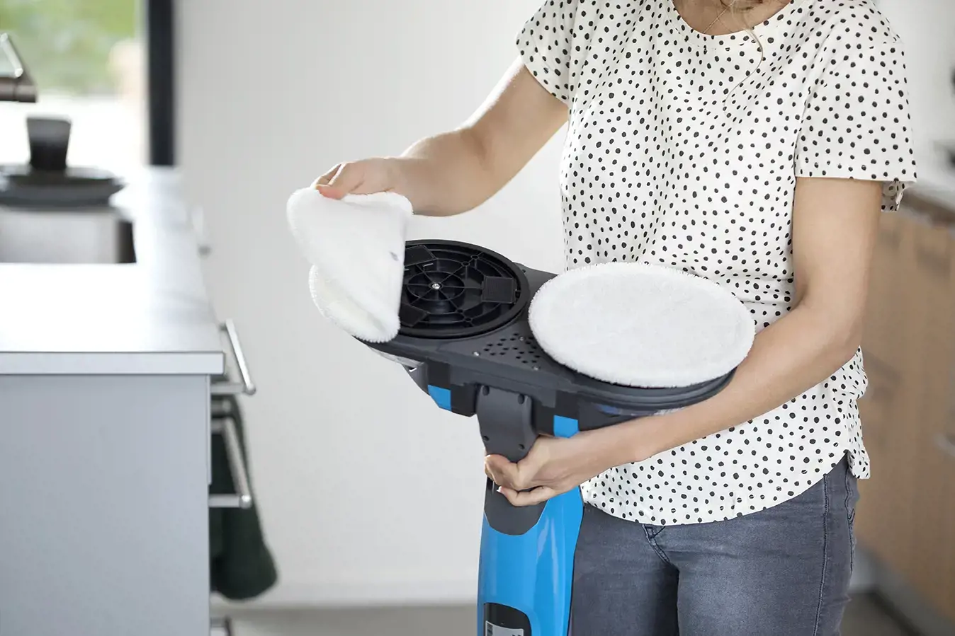 "Bissell Mop SpinWave" laidinis darbinis šluostukas, skalbimo funkcija, galia 105 W, mėlyna/titano spalva