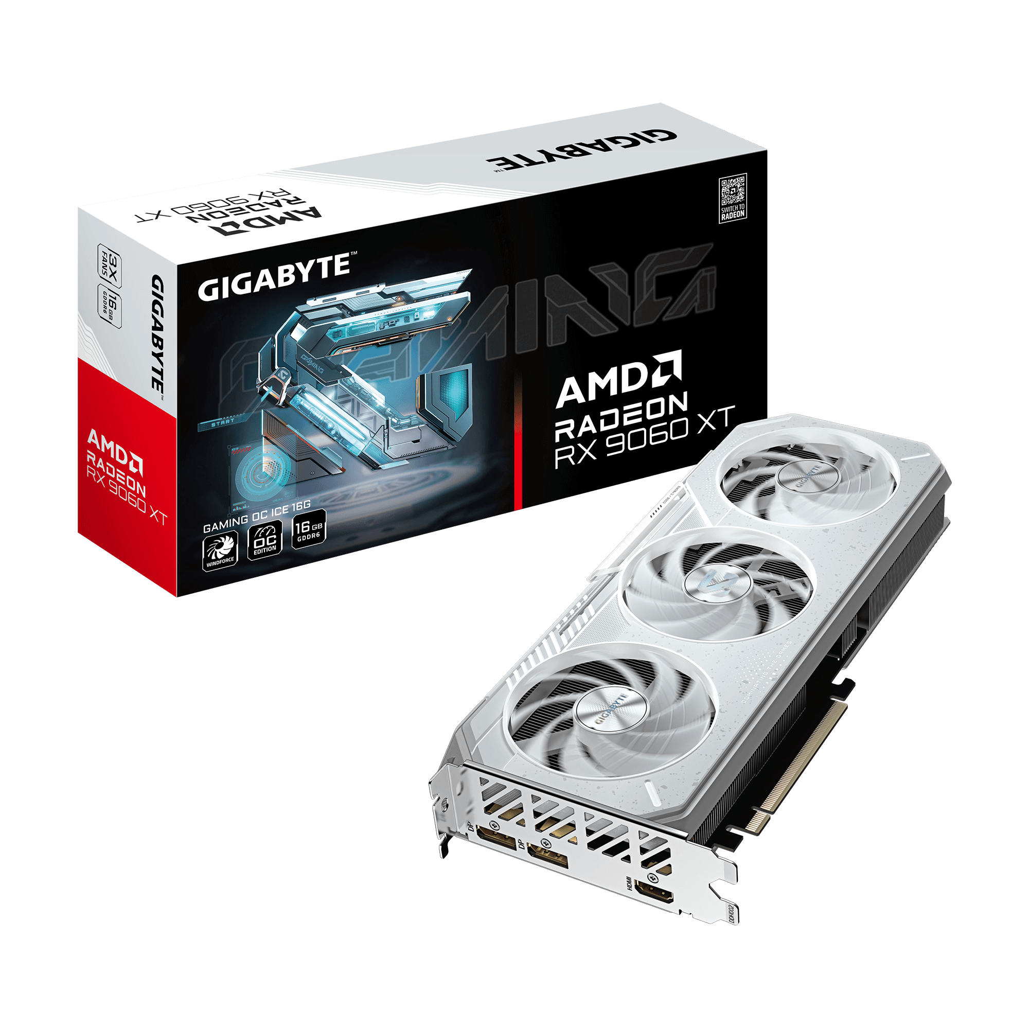 Vaizdo plokštė GIGABYTE Radeon RX 9060 XT 16 GB, GDDR6, GV-R906XGAMINGOCICE-16GD