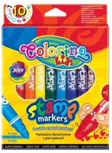 Flomasteriai Colorino Kids dvipusiai su antspaudukais, 10 spalvų