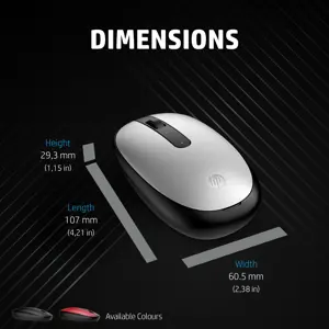 HP 240 Pike Silver Bluetooth Mouse, Ambidextrous, Optical, Bluetooth, 1600 DPI, Silver