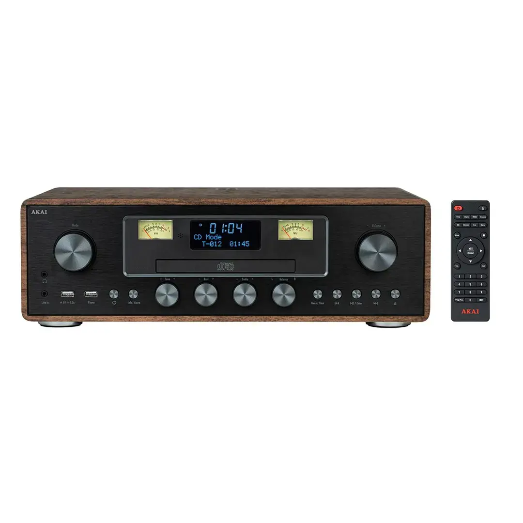 AKAI AM-100 RHAPSODY Stereo system 30W RMS, Bluetooth 5.0, DAB+/FM, CD/USB, AUX, brown black