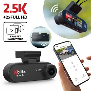 XBLITZ VECTOR 3CH 3-CHANNEL DVR WITH REARVIEW CAMERA, Wi-Fi, AND GPS