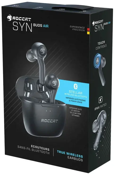 ROCCAT Syn Buds Air, belaidės, žaidimų, ausinės, juodos