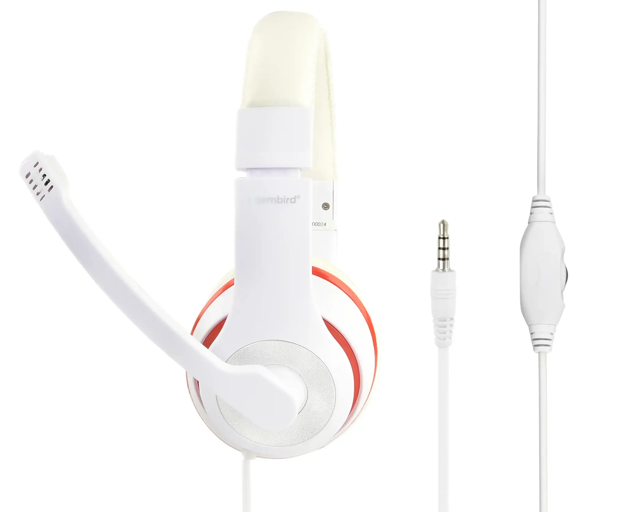 GEMBIRD MHS-03-WTRD Stereo ausinės su mikrofonu baltos spalvos su raudonu žiedu