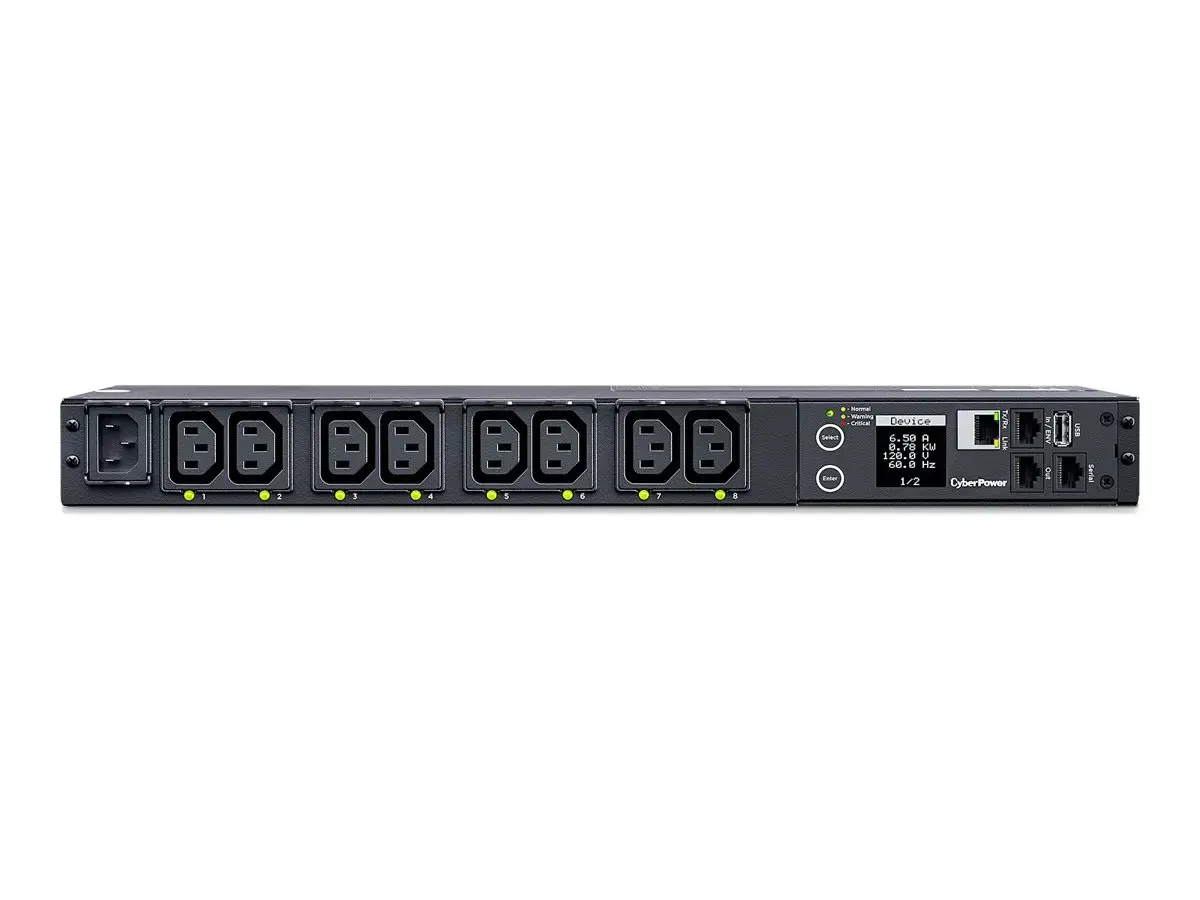CYBERPOWER Keičiamasis PDU41004230V/15A 1U 8x IEC-320 išėjimo iš tinklo jungtis "PowerPanel Center" programinė įranga