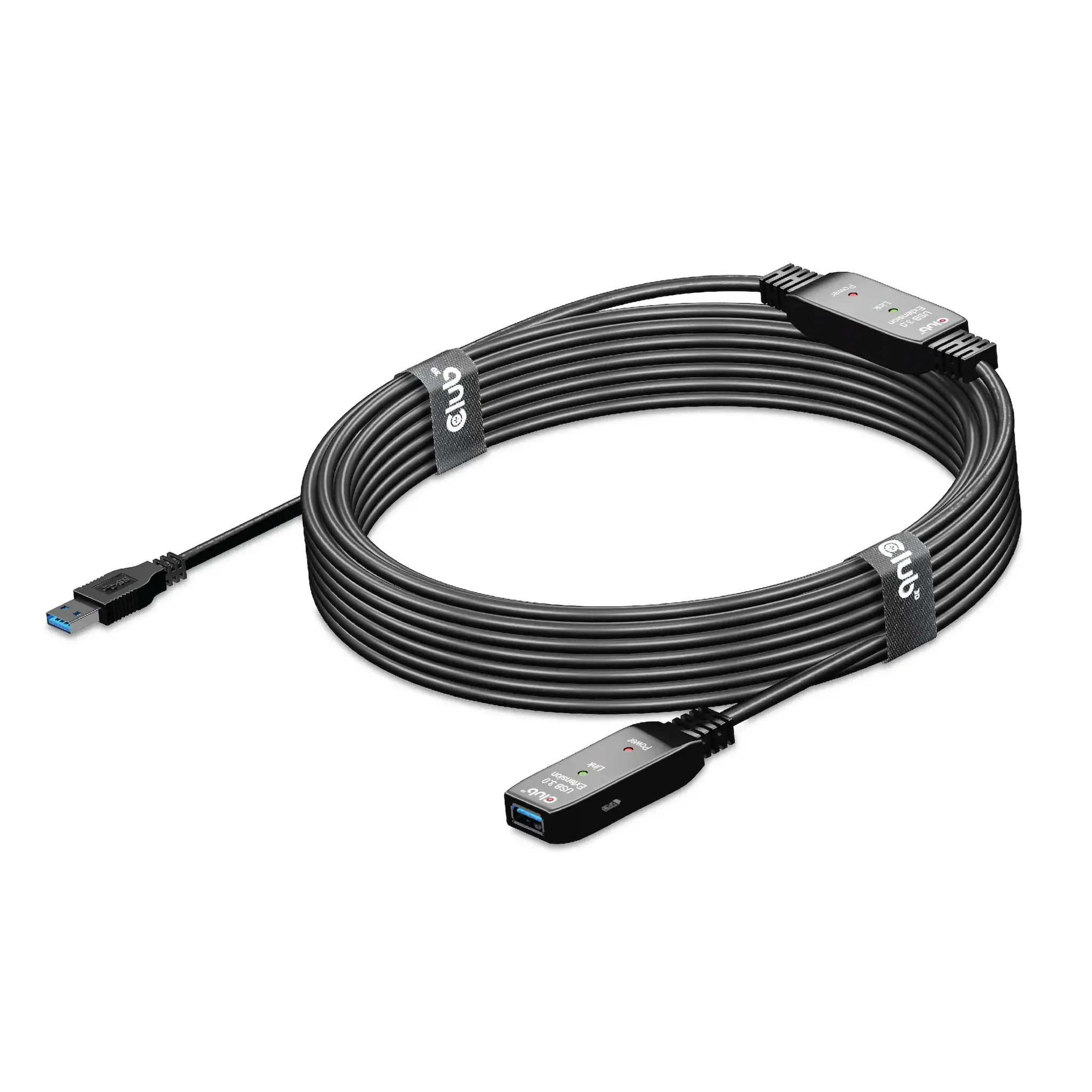 CLUB3D USB 3.2 Gen1 Active Repeater Cable 10m / 32.8ft M/F 28AWG, 10 m, USB A, USB A, USB 3.2 Gen 2 (3.1 Gen 2), Black