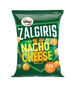Lęšių traškučiai OHO! Žalgiris Nacho cheese balls, 100g
