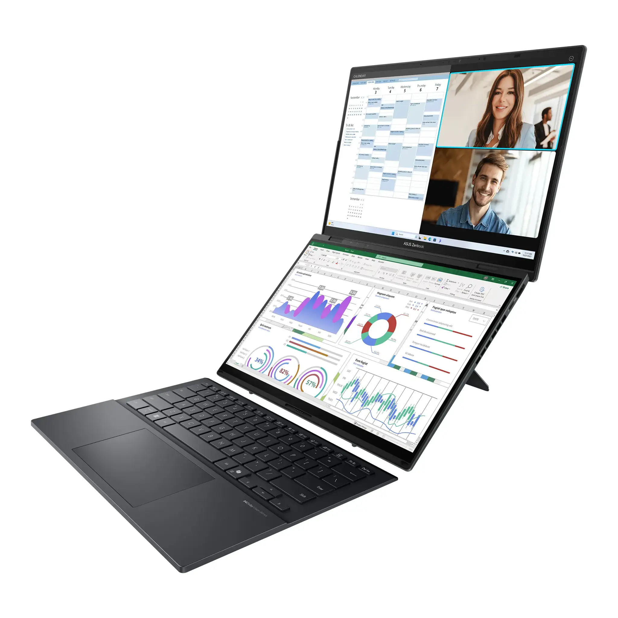 Nešiojamas kompiuteris ASUS Zenbook Duo UX8406CA-QL287W, 255H, 1000 GB, 14 Coliai, Windows 11 Home