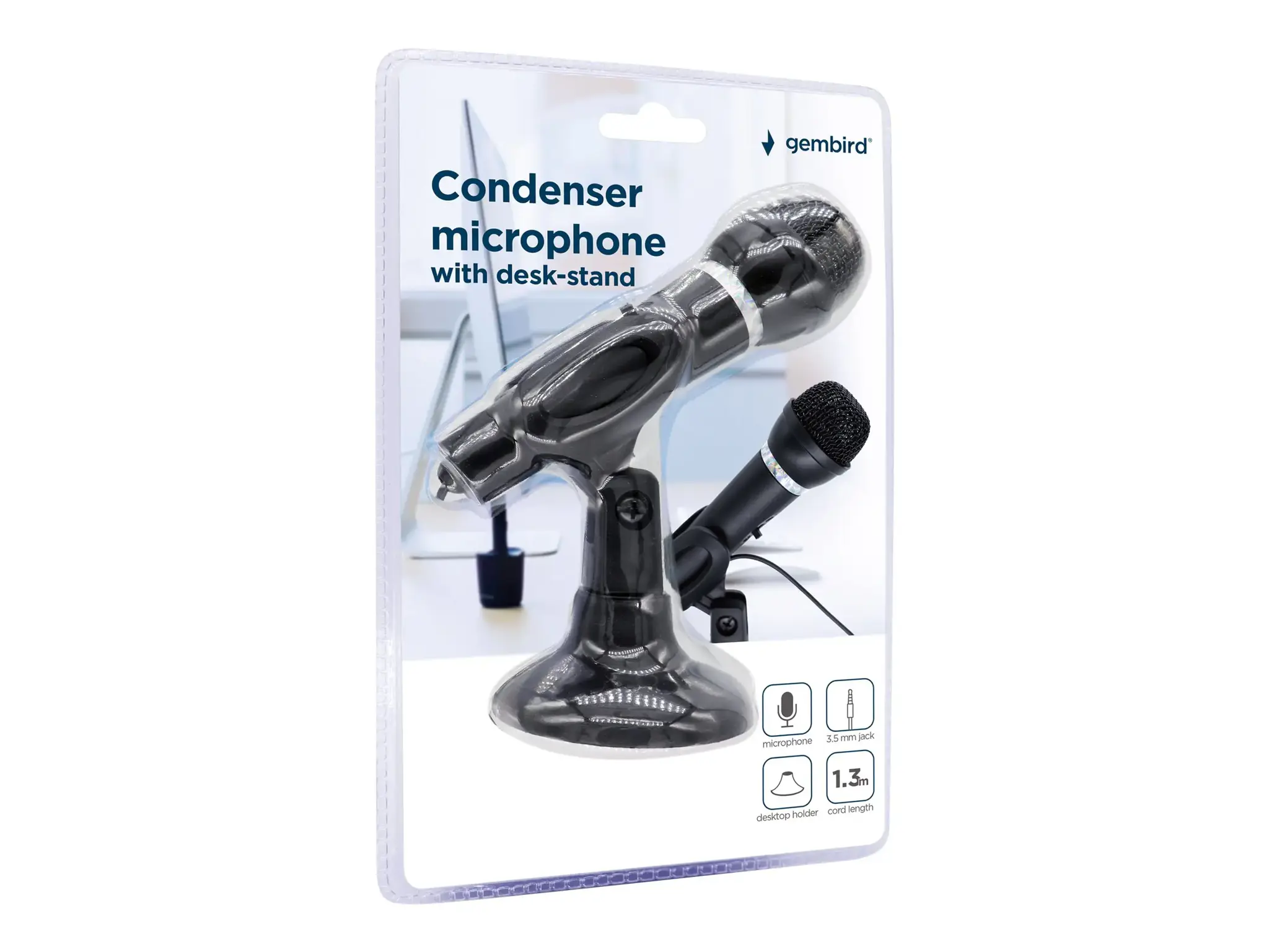 GEMBIRD Kondensatorinis mikrofonas su staliniu stovu, juodas