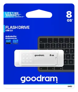 "Goodram UME2", 8 GB, A tipo USB, 2.0, 20 MB/s, dangtelis, baltas