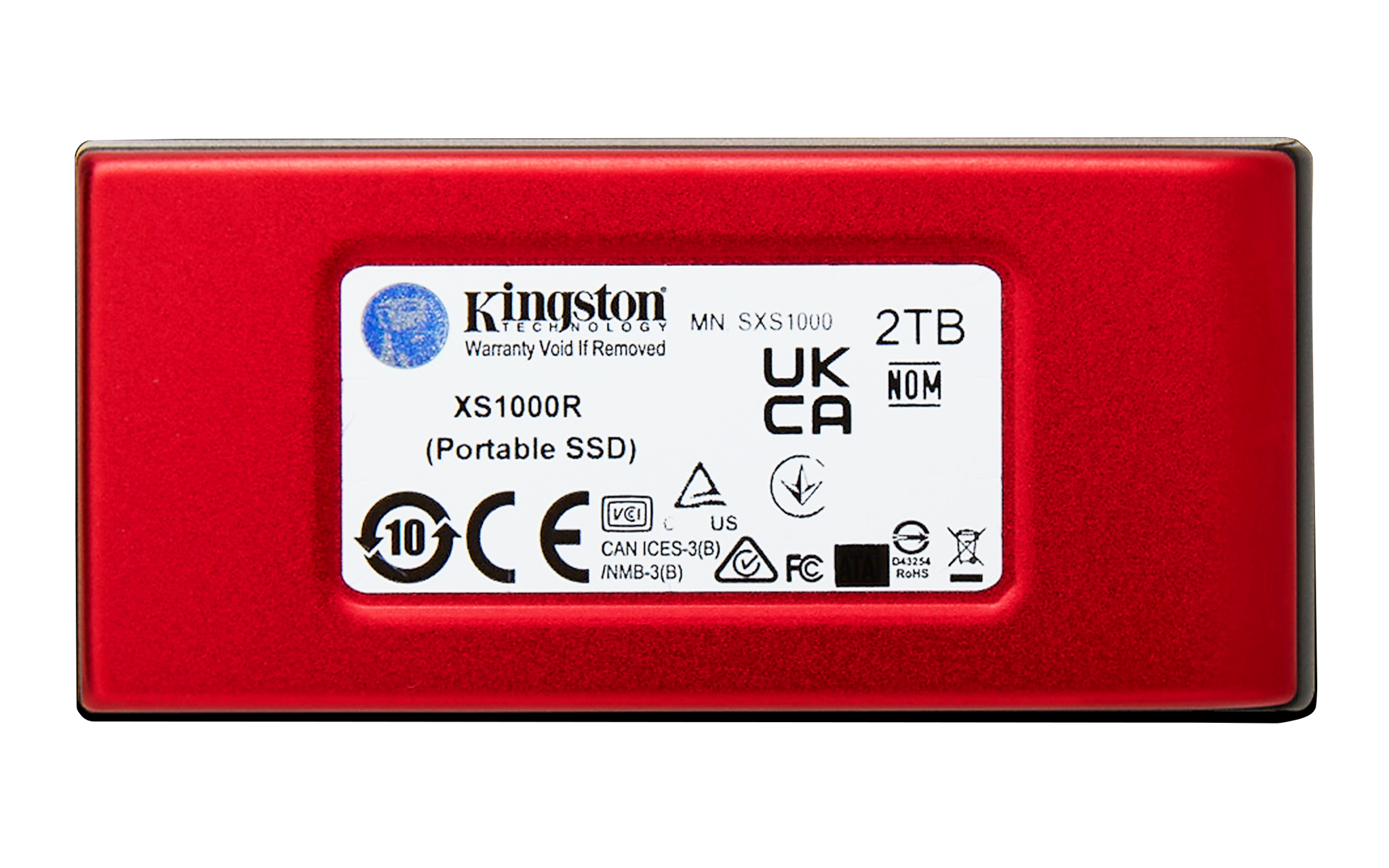 Kingston Technology 2TB XS1000 Red External USB 3.2 Gen 2 Portable Solid State Drive, 2 TB, USB Type-C, 3.2 Gen 2 (3.1 Gen 2), 1050 MB/s, Red