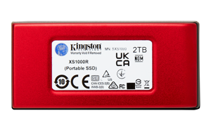 Kingston Technology 2TB XS1000 Red External USB 3.2 Gen 2 Portable Solid State Drive, 2 TB, USB Type-C, 3.2 Gen 2 (3.1 Gen 2), 1050 MB/s, Red