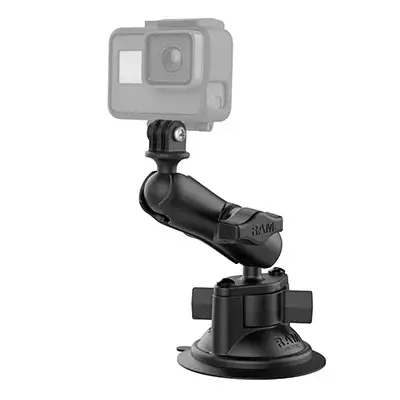 RAM Mounts Twist-Lock Suction Cup Mount with Universal Action Camera Adapter, Camera, Passive holder, Car, Black