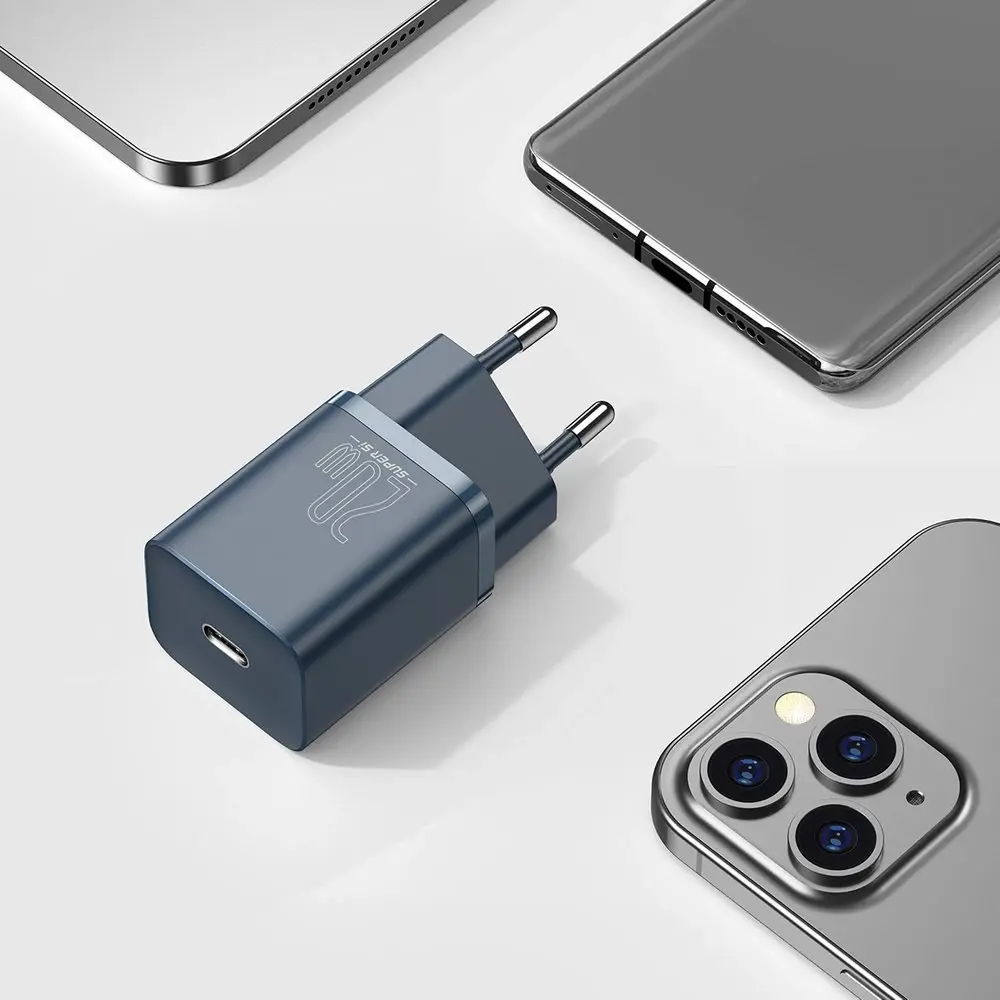 "Baseus Super Si" greitasis įkroviklis 1C 20W su USB-C laidu "Lightning" 1 m (mėlynas)
