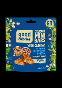 Mini riešutų batonėliai GOOD CALORIES, su mėlynėmis, 102 g