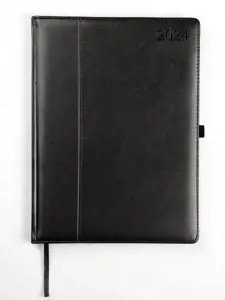 Kalendorius AMBASSADOR BLACK EDITION 2024, PU, A4, juoda