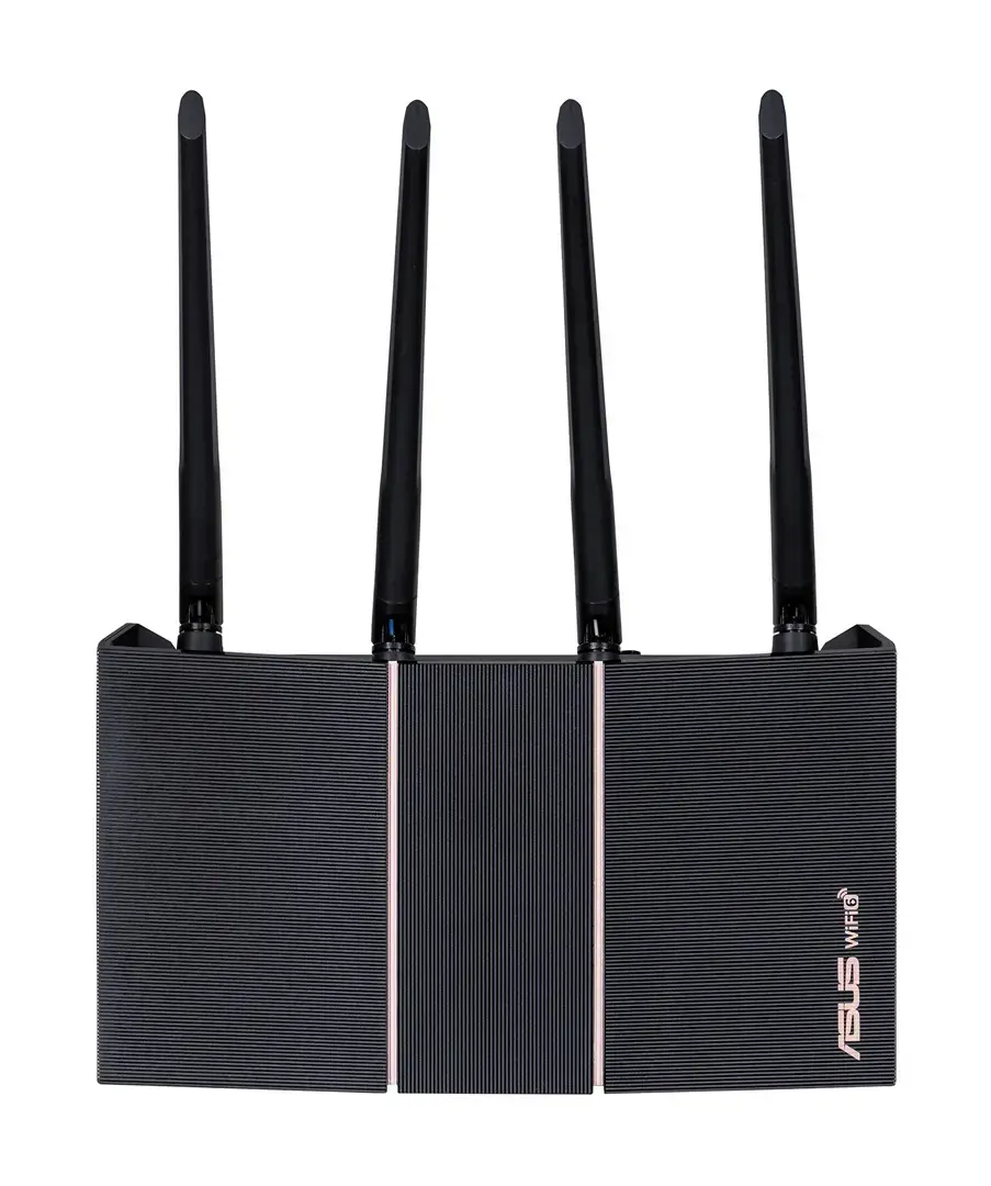 ASUS RT-AX57, "Wi-Fi 6" (802.11ax), dviejų dažnių (2,4 GHz / 5 GHz), Ethernet LAN, juodas, stalinis maršrutizatorius