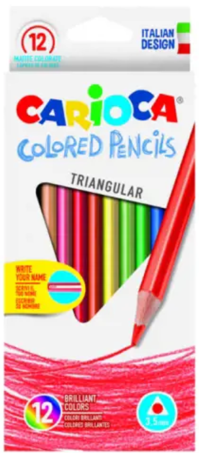 Tribriauniai spalvoti pieštukai CARIOCA, 12 spalvų
