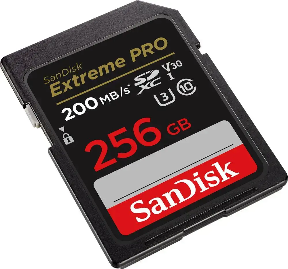 "SanDisk Extreme PRO" 256GB SDXC atminties kortelė + 2 metų "RescuePRO Deluxe" iki 200MB/s ir 140MB/s skaitymo/rašymo greitis, UHS-I, 10 klasė, U3, V30; EAN:619659188658
