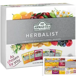 Vaisinės ir žolelių arbatos rinkinys AHMAD HERBALIST, 60 arbatos pakelių folijos vokeliuose