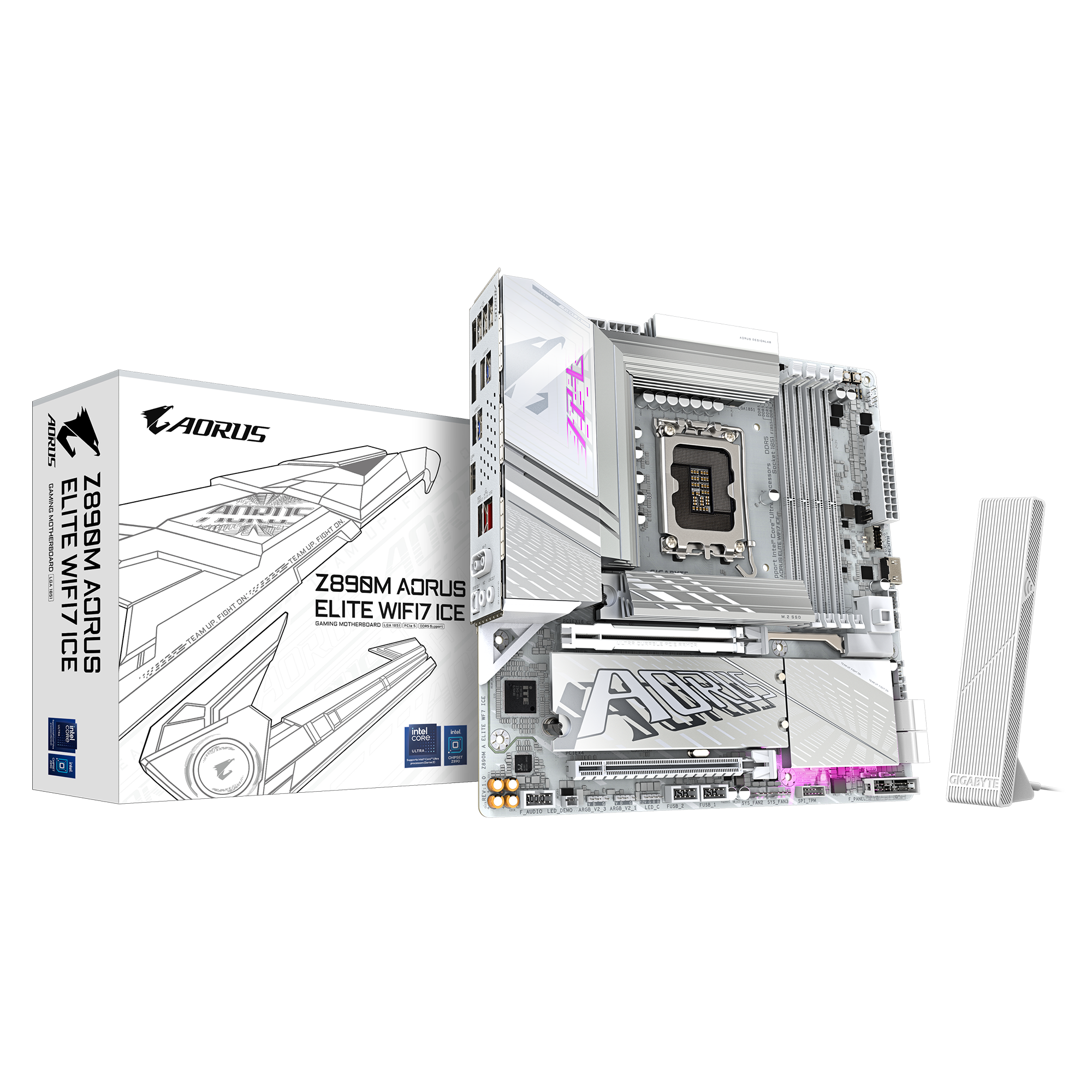 Gigabyte Z890M A ELITE WF7 ICE | Processor family Intel | Processor socket LGA1851 | DDR5 | Supported hard disk drive interfaces SATA, M.2 | Number of SATA connectors 4