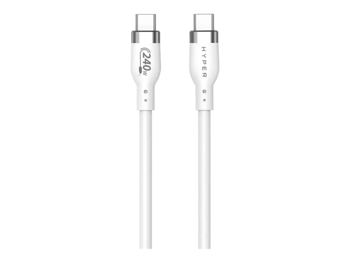 "Hyper" 2 m silikoninis 240 W USB-C įkrovimo kabelis - baltas