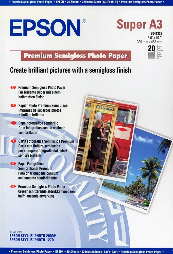 Blizgus Fotopopierius Epson Premium, A3, 250 g/m², 20 psl.