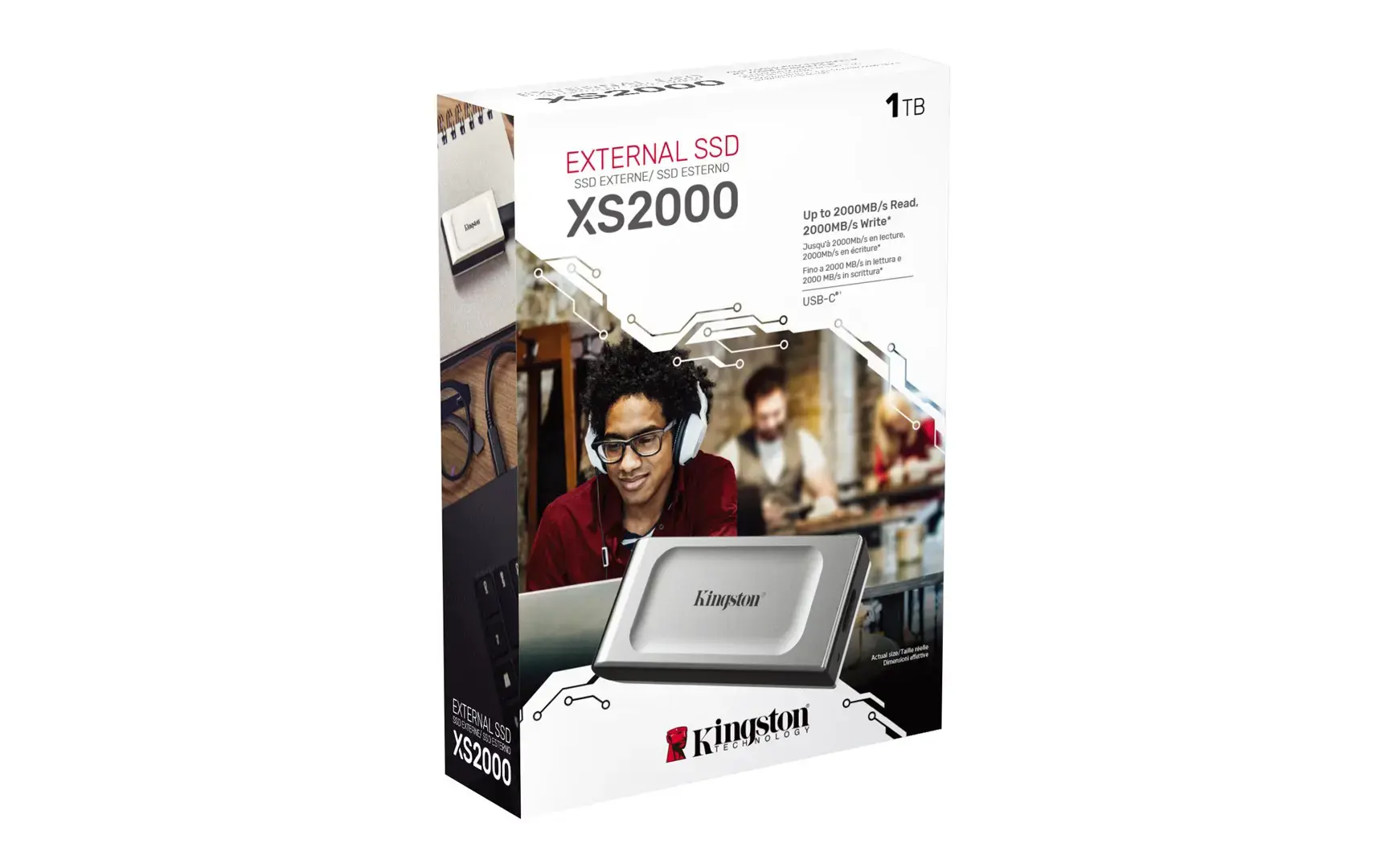 "Kingston XS2000" išorinis SSD diskas (1 TB; USB 3.2; sidabrinis; SXS2000/1000G)