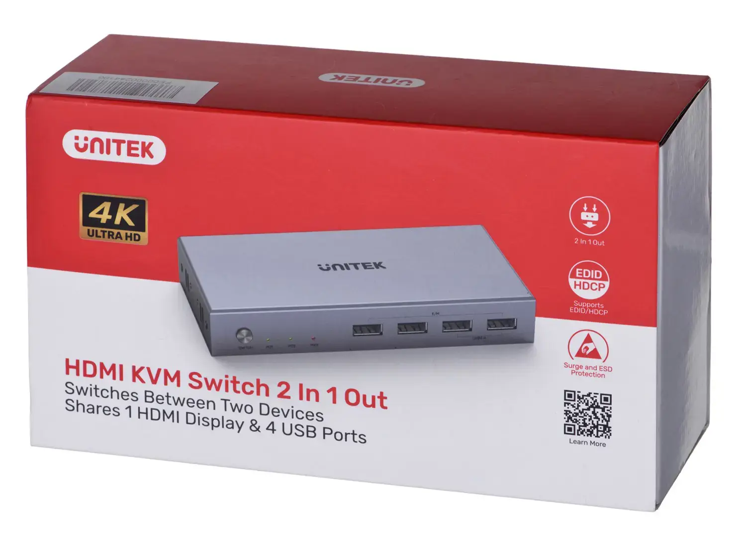 UNITEK KVM JUNGIKLIS 4K HDMI 2.0, 2 ĮĖJIMAI, 1 IŠĖJIMAS + USB