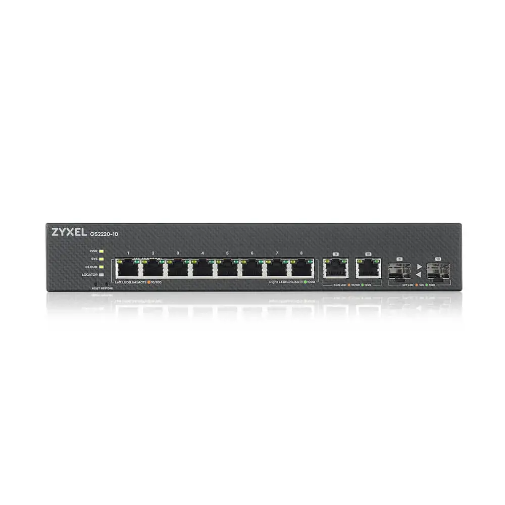 Zyxel GS2220-10-EU0101F, valdomas, L2, Gigabit Ethernet (10/100/1000), montuojamas į stovą
