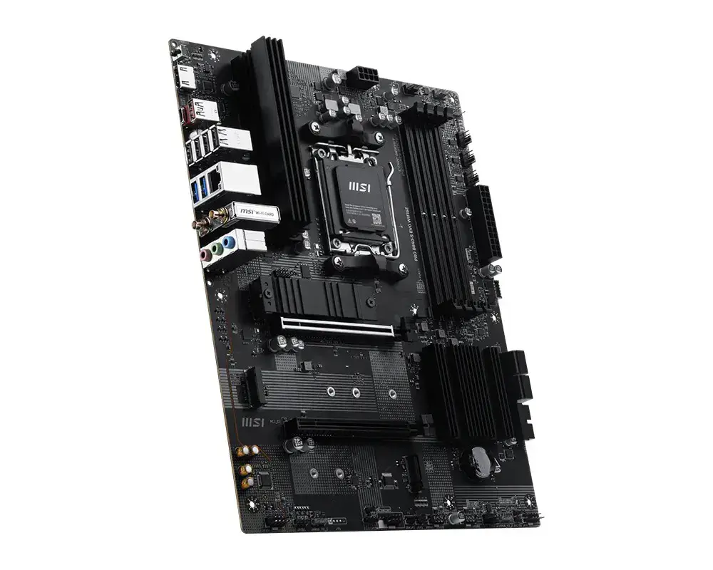 PRO B840-S EVO WIFI6E | MSI Processor family AMD | Processor socket AM5 | Supported hard disk drive interfaces SATA, M.2 | Number of SATA connectors 4