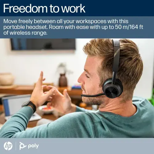 POLY Voyager 4320 Microsoft Teams Certified Headset +BT700 dongle +Charging Stand, Wireless, Calls/Music, 162 g, Headset, Black
