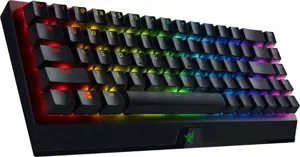 "Razer BlackWidow V3 Mini HyperSpeed" mechaninė žaidimų klaviatūra, RGB LED apšvietimas, QWERTY, tarptautinė, belaidė, juoda, geltonas jungiklis