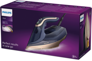 "Philips" DST8050/20, garų lygintuvas, "SteamGlide Elite" padas, 3 m, 260 g/min, mėlynas, auksinis, 85 g/min