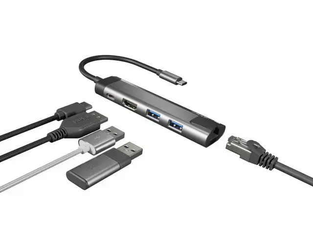 "NATEC Multiport Fowler Go USB-C -> šakotuvas USB 3.0 x2 HDMI 4K USB-C PD RJ45